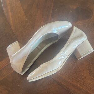 Jeffrey Campbell Beige Patent Block Heel Pumps